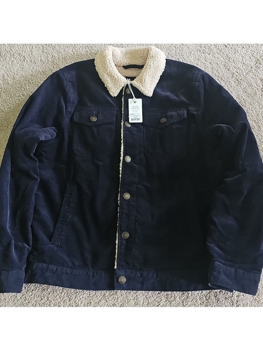 Marine LayerBoise Cord Sherpa Trucker in Sky Captain - Picture 5 of 9